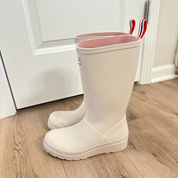 HUNTER Original Play Tall Waterproof Rain Boot (Women) in Natural Size US 7 - Picture 5 of 7